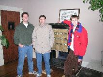 John, Brian, and David at the former Lauer Hardware safe turned apartment mailboxes