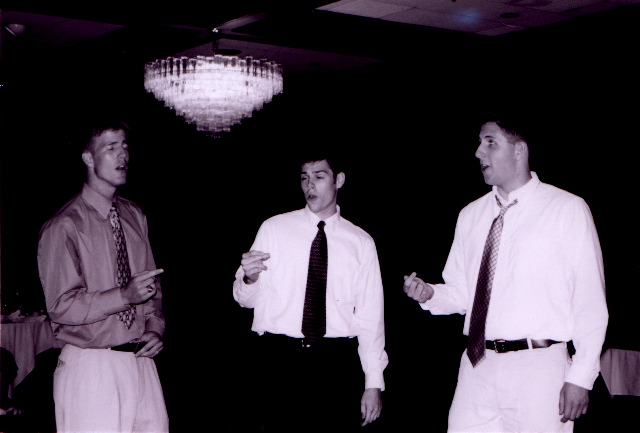 John performing with his buddies at Gail's Wedding